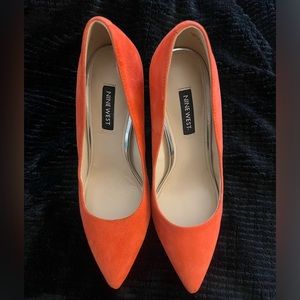 Nine West Orange Suede Heels